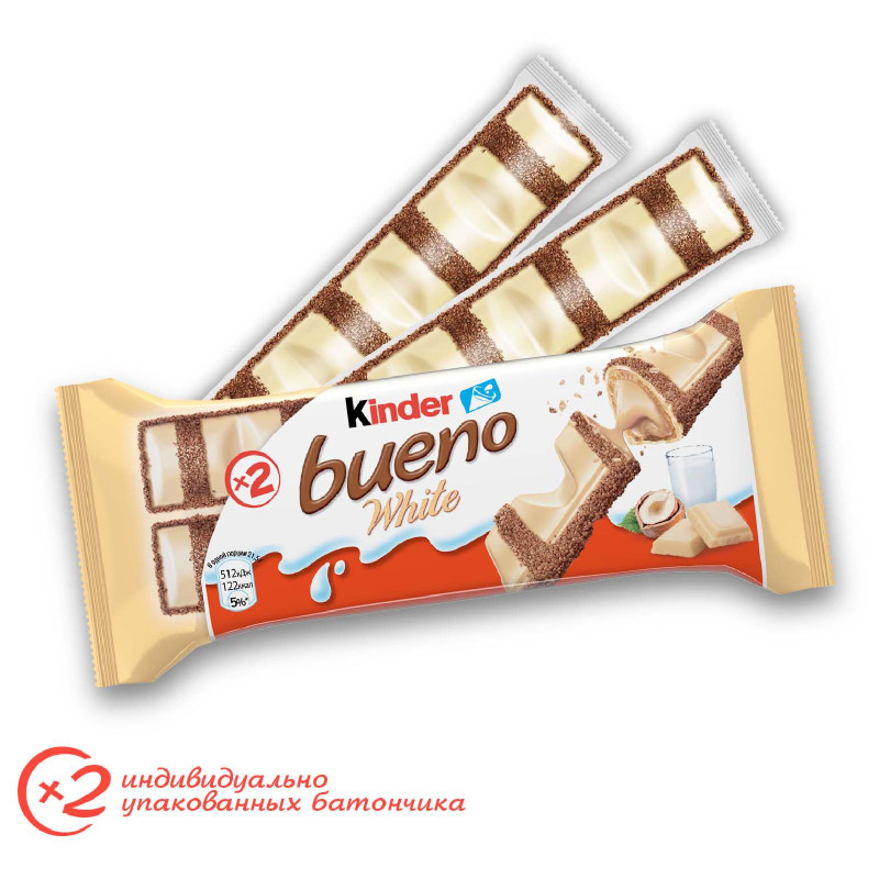 Батончик Kinder Bueno White, 39г — фото 2