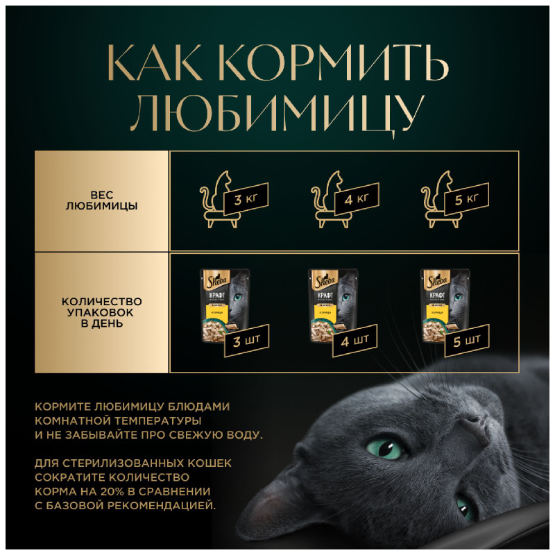 Влажный корм Sheba Craft Collection для кошек сочные слайсы Курица в соусе, 75г — фото 6