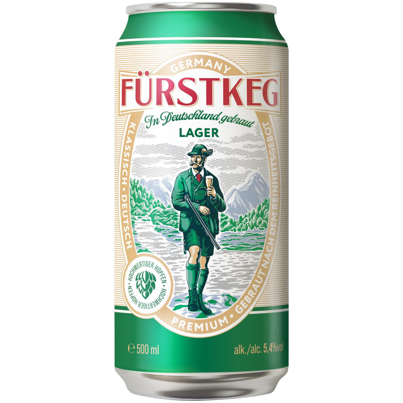 Пиво Furstkeg Лагер светлое фильтрованное 5.4%, 500мл - купить с доставкой в Москве в Перекрёстке