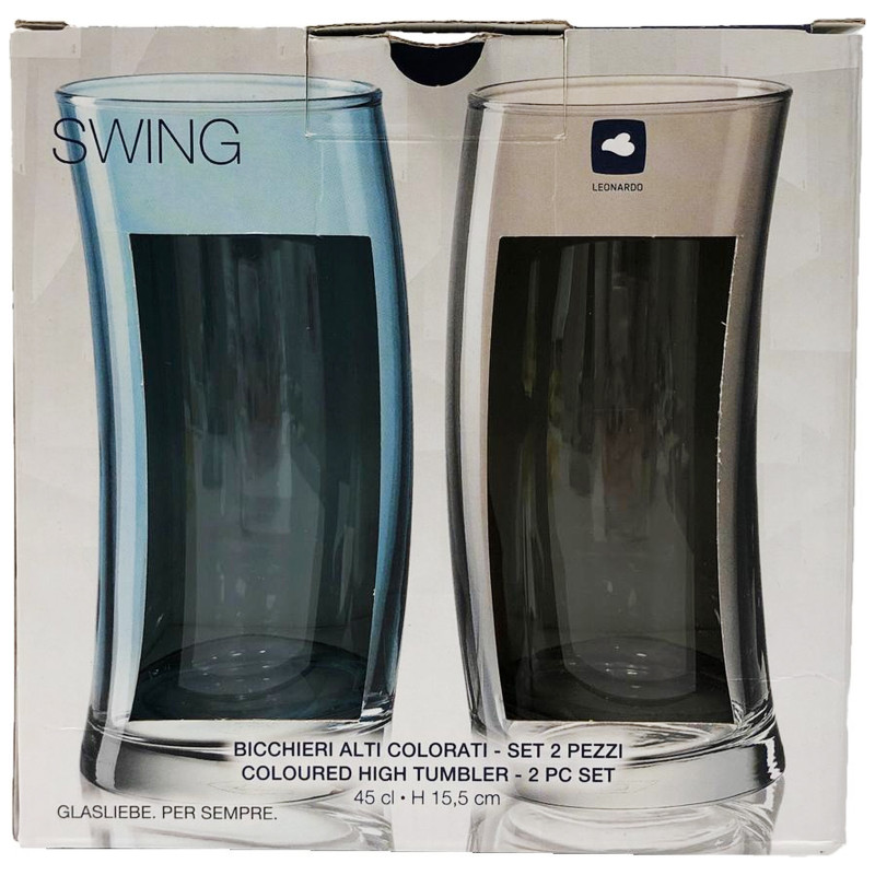 Набор бокалов Leonardo Swing лазурный и серый 2 шт, 450мл — фото 2