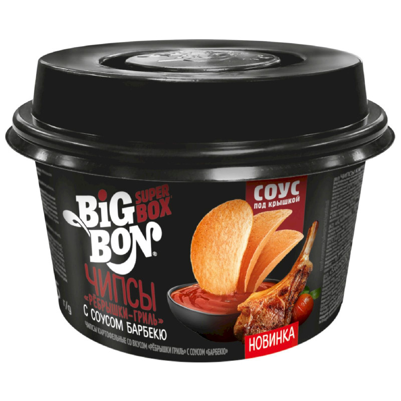 Чипсы Big Bon Ребрышки гриль картофельные с соусом Барбекю, 105г