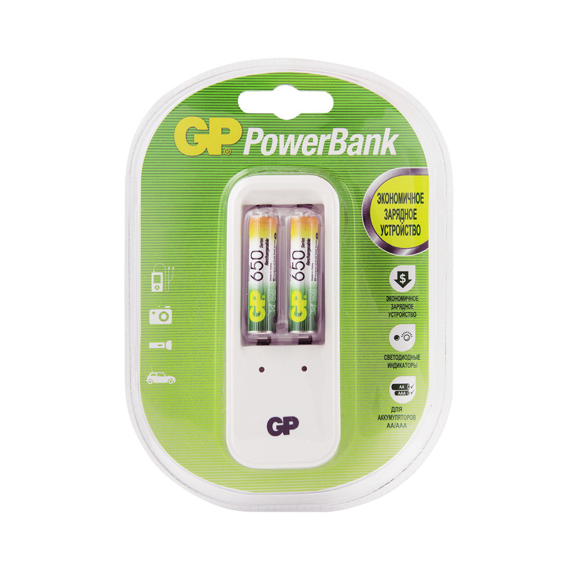 Зарядное устройство для аккумуляторов GP с 2 аккумуляторами 70AAAHC GPPB410GS70-2CR2