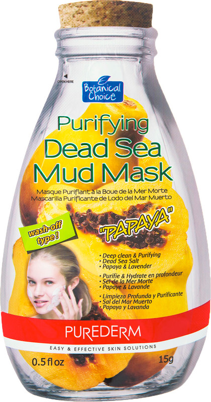 Маска для лица Purederm Папайя с глиной Мёртвого моря очищающая, 15г