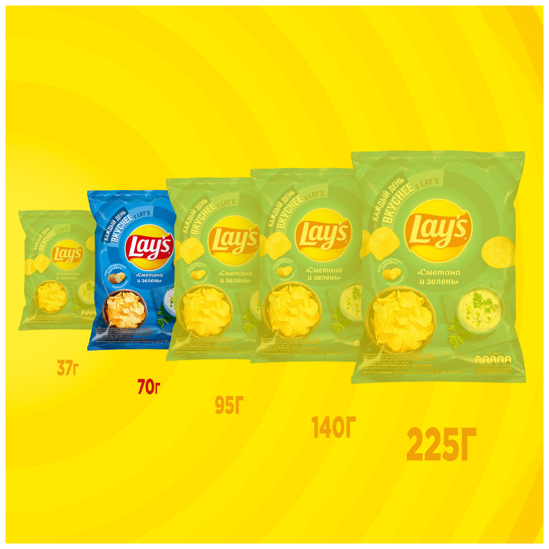 Чипсы картофельные Lays со вкусом сметаны и зелени, 70г — фото 5