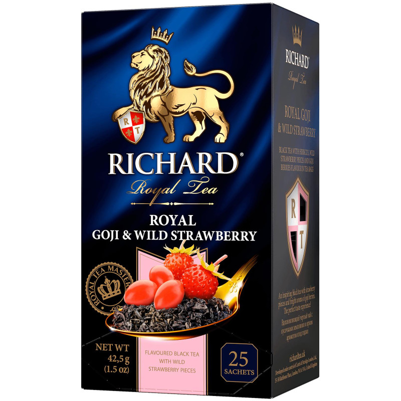 Чай чёрный Richard байховый с гибискусом, кусочками земляники и ароматом ягод годжи, 25х1,7г — фото 1