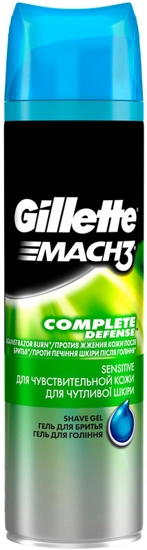 Гель для бритья Gillette Mach3 Complete Defense гипоаллергенный, 200мл — фото 1