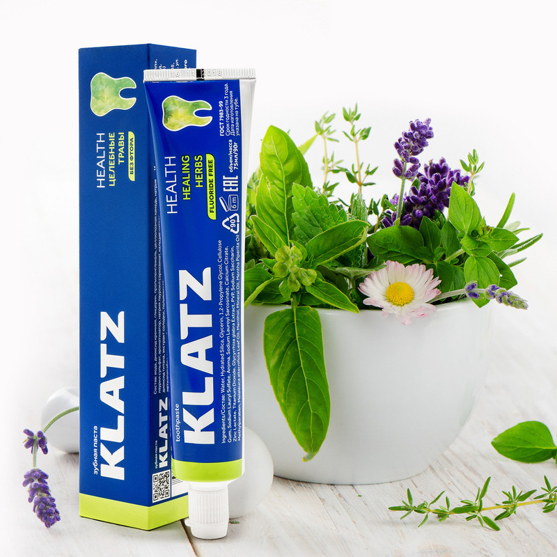 Зубная паста Klatz Health целебные травы без фтора, 75мл — фото 1