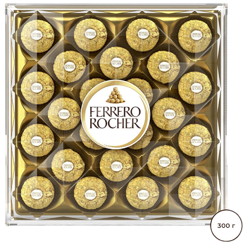 Конфеты Ferrero Rocher молочный шоколад и лесной орех, 300г — фото 1