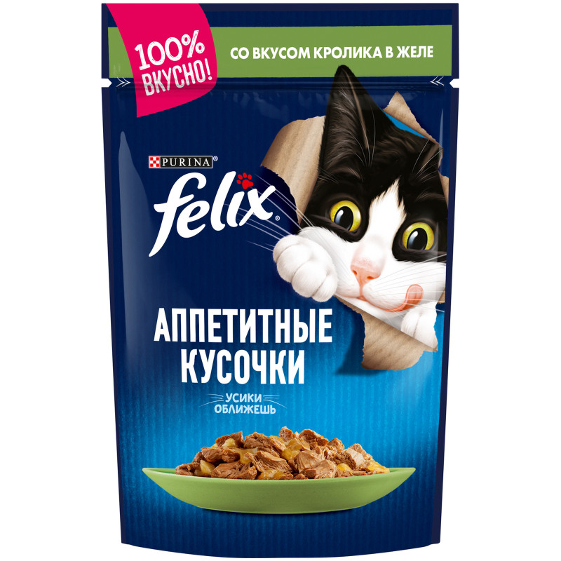 Влажный корм Felix для кошек с кроликом, 85г