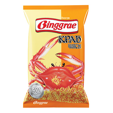 Чипсы Binggrae со вкусом краба хрустящие, 50г