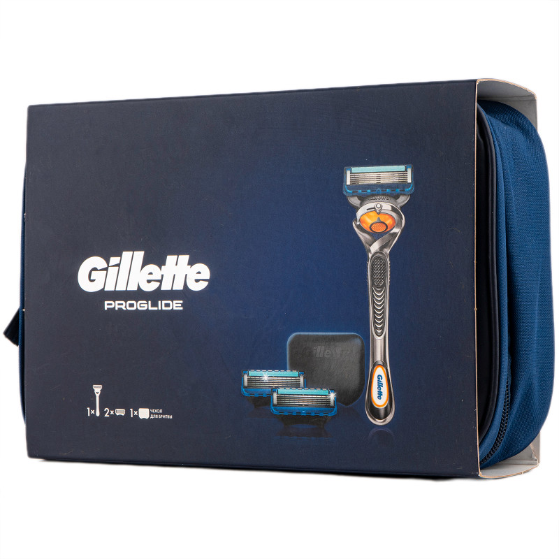 Подарочный набор Gillette fusion proglide бритва и 2 сменные кассеты для безопасных бритв — фото 1
