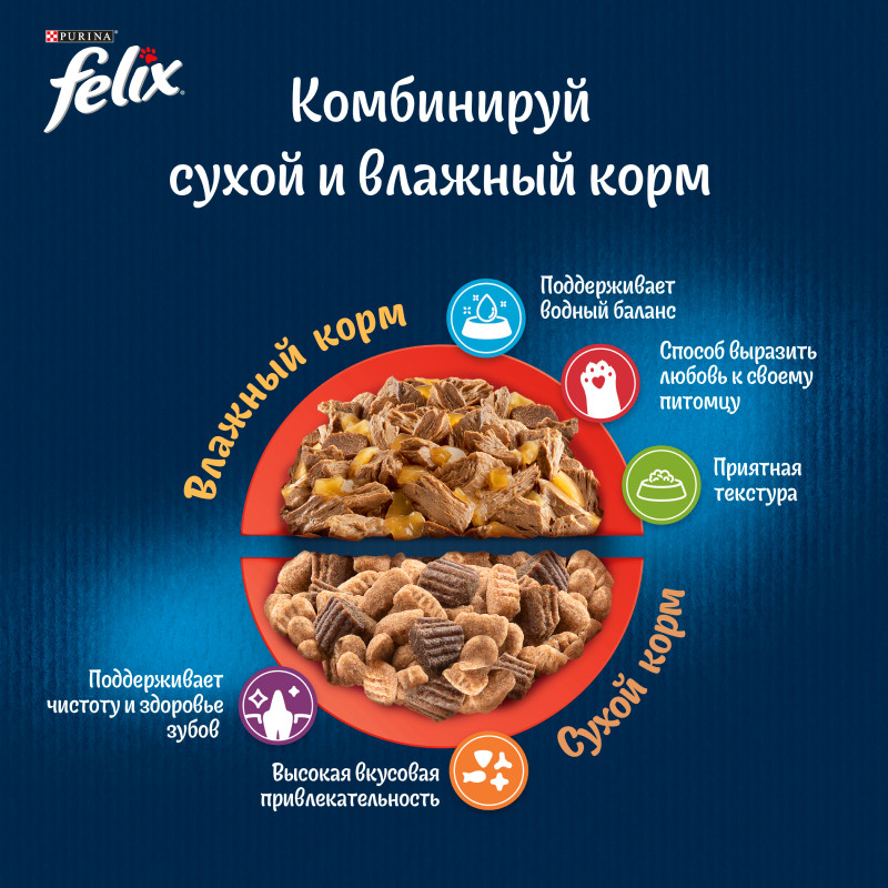 Сухой корм для кошек Felix Двойная Вкуснятина с мясом, 200г — фото 3