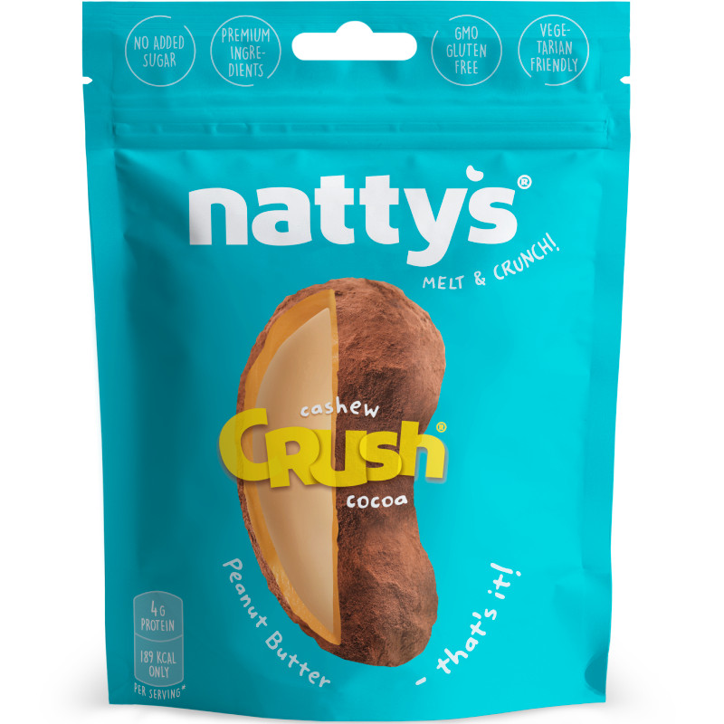 Драже Nattys Crush Cashew c кешью в арахисовой пасте и какао, 80г