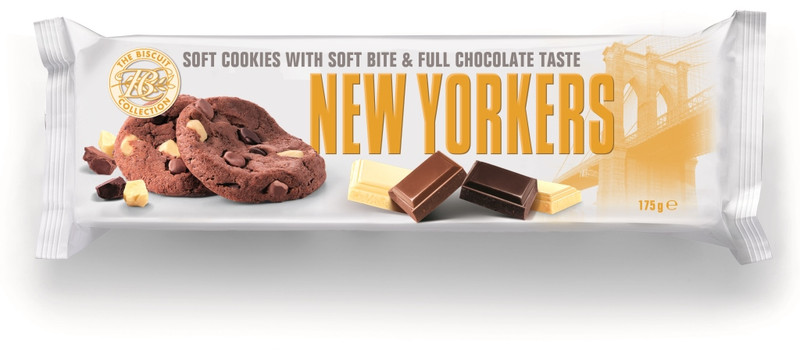 Печенье New Yorkers тёмный-молочный-белый шоколад-изюм, 175г