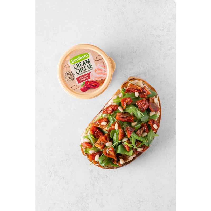 Сыр Bonfesto Кремчиз воздушный с наполнителем Вяленые томаты, 125г — фото 3