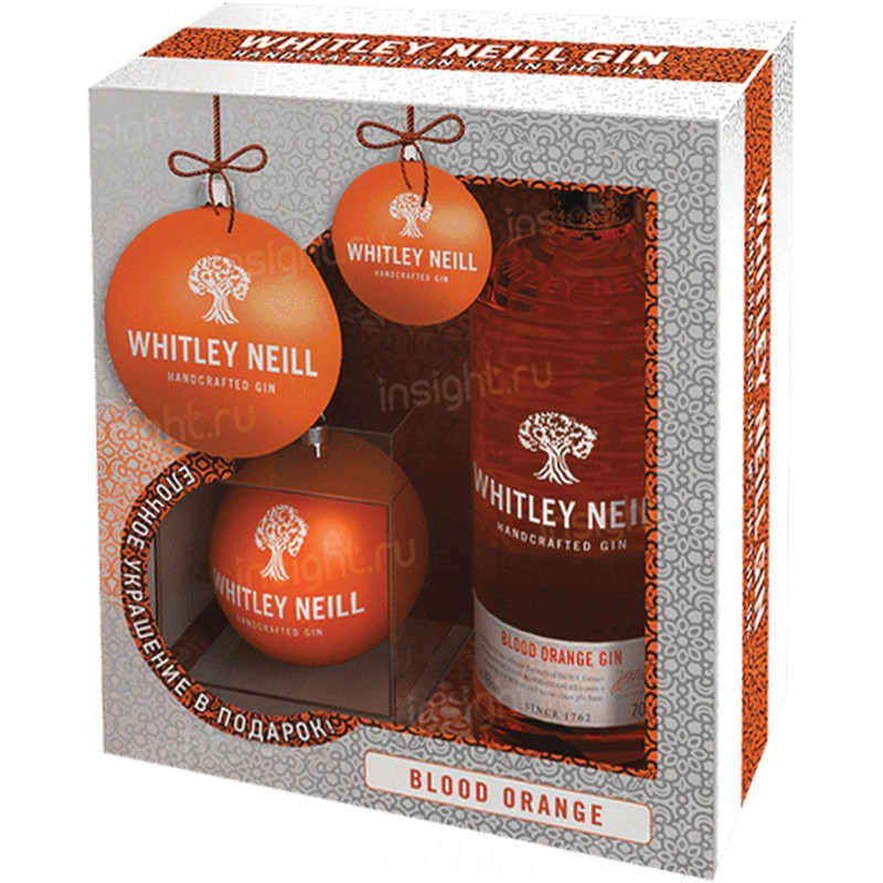 Настойка полусладкая Whitley Neill Blood Orange Gin в подарочной упаковке 43%, 700мл + ёлочное украшение — фото 1