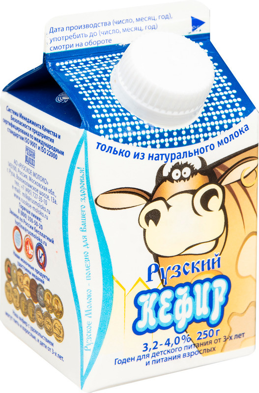 Кефир Рузское Молоко Рузский 3.2-4%, 250мл