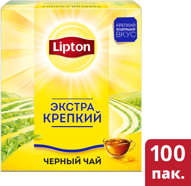Чай Lipton Экстра чёрный крепкий в пакетиках, 100х2.2г — фото 5