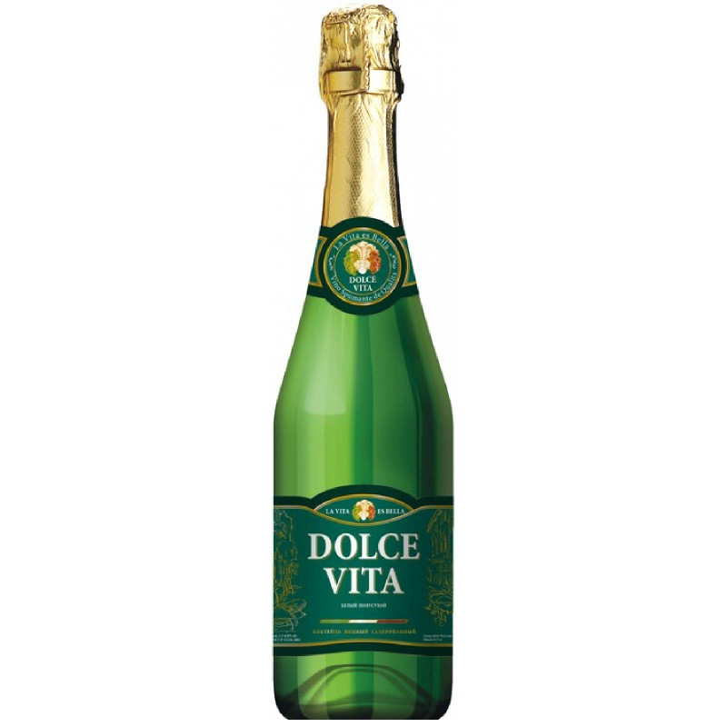 Плодовый алкогольный напиток Dolce Vita газированный полусухой с фруктовым ароматом 10%, 750мл