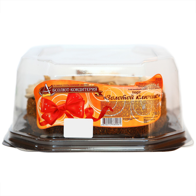 Торт бисквитный Абсолют-Кондитерия Золотой Ключик, 550г — фото 1