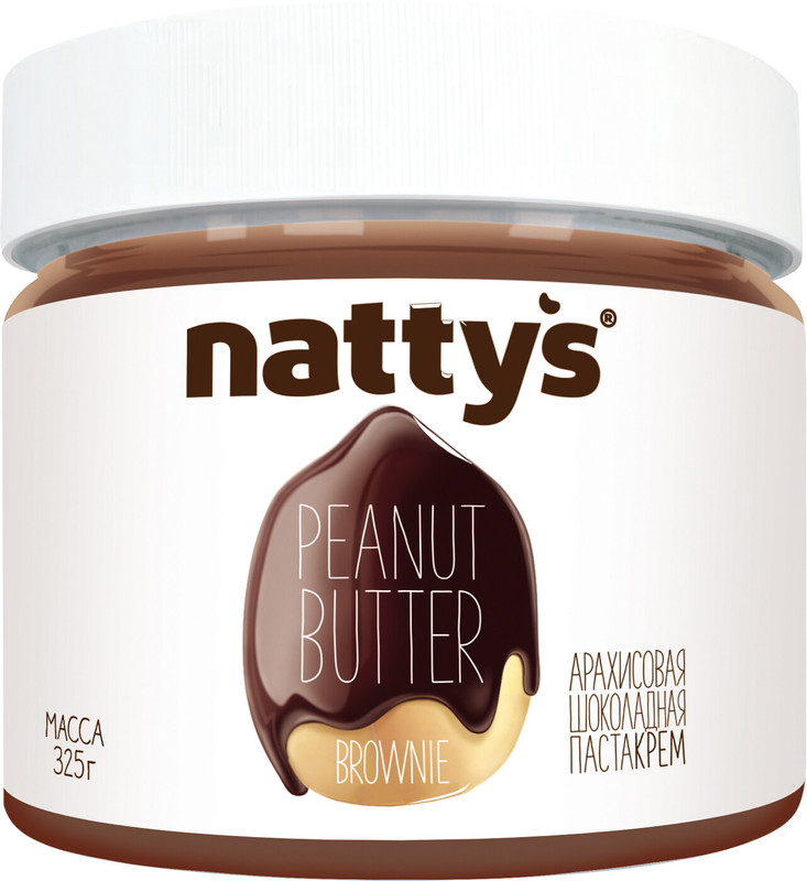 Паста арахисовая Nattys Brownie с какао и мёдом, 325г — фото 1