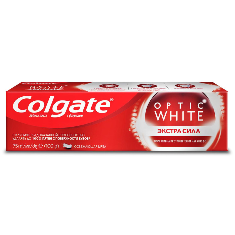 Зубная паста Colgate Optic White экстра сила, 75мл — фото 3