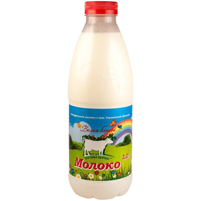 Молоко Белая Корова пастеризованное 3.2%, 900мл
