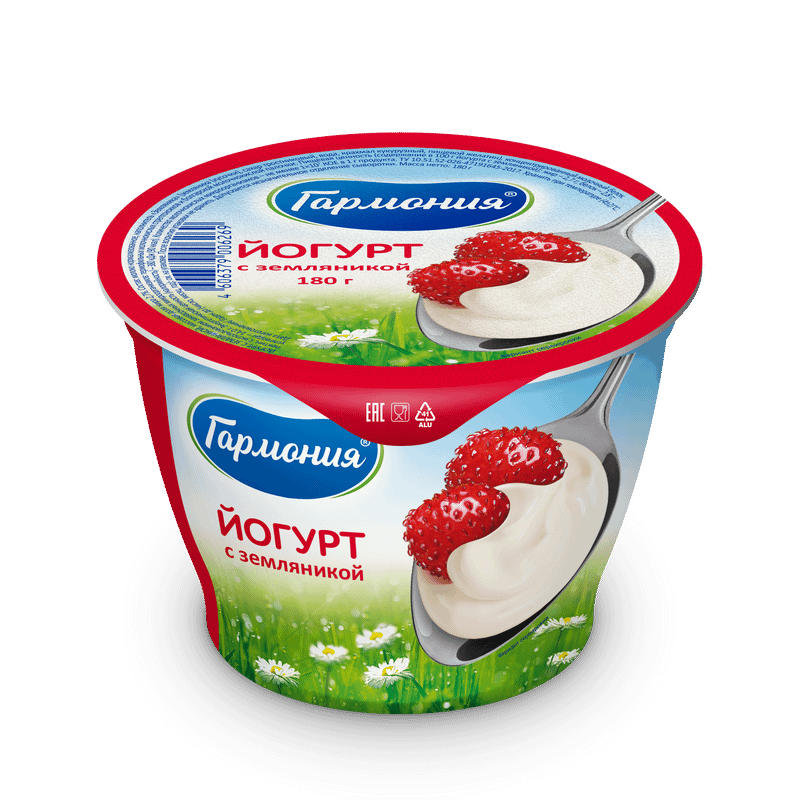 Йогурт Гармония с земляникой 2.7%, 180г