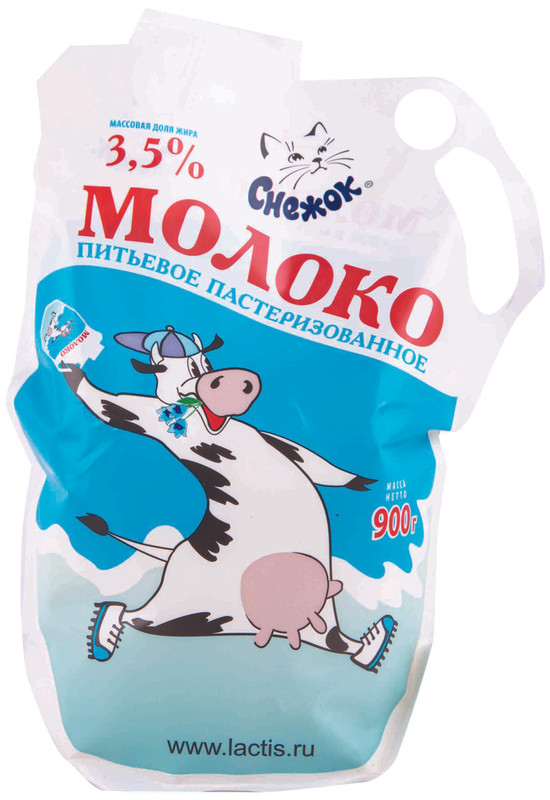 Молоко Снежок питьевое пастеризованное 3.5%, 900мл