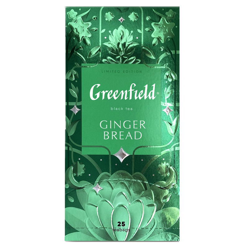 Чай Greenfield Ginger Bread чёрный байховый со вкусом имбирного пряника в пакетиках, 25x1.8г