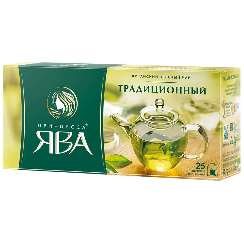 Чай Принцесса Ява Традиционный зелёный в пакетиках, 25х2г — фото 1