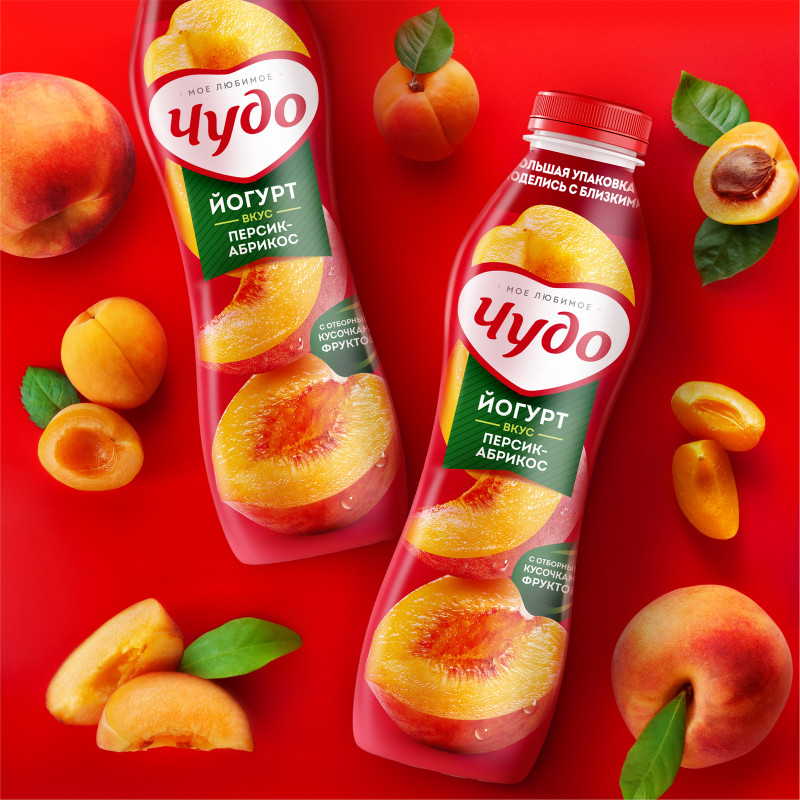 Йогурт фруктовый Чудо персик-абрикос 1.9%, 680мл — фото 2