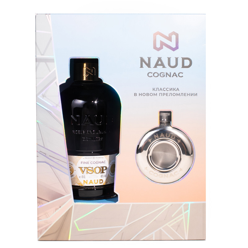 Коньяк Naud VSOP 40%, 700мл + фляжка — фото 1