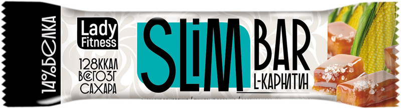 Батончик Lady Fitness Slim Bar со вкусом солёной карамели-кукурузы с L-карнитином, 35г