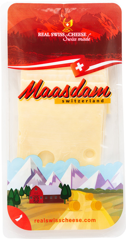 Сыр полутвёрдый Real Swiss Cheese Maasdam 48%, 150г — фото 2