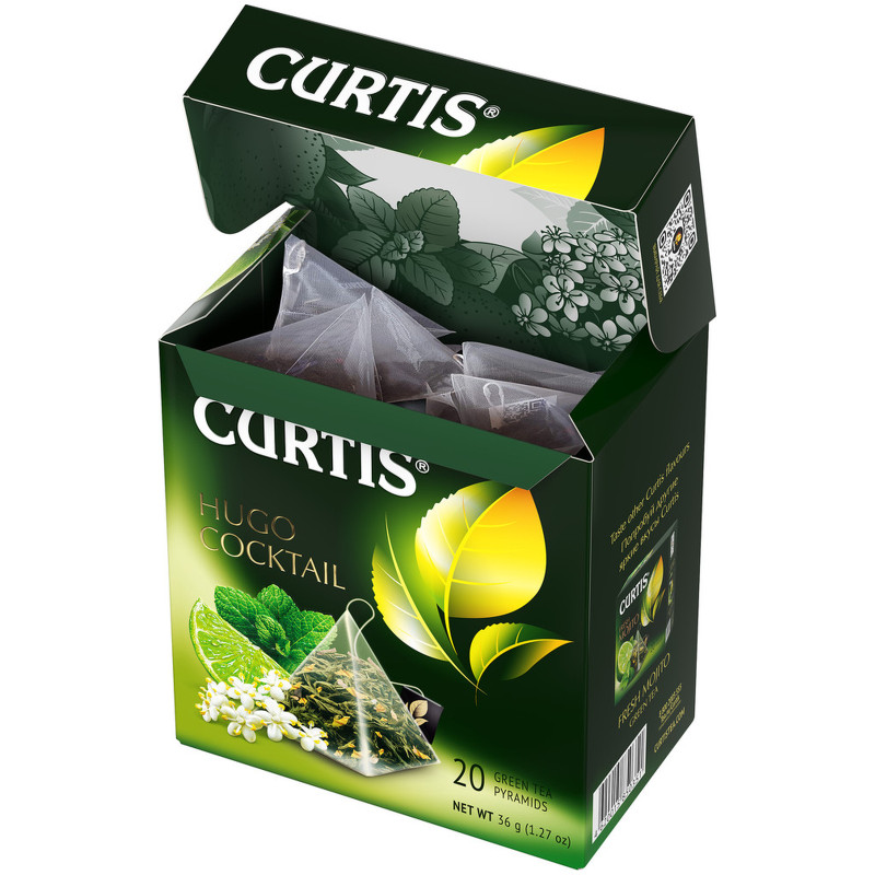 Чай Curtis Hugo Cocktail зелёный в пирамидках, 20х1.8г — фото 3
