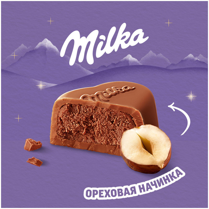 Конфеты Milka из молочного шоколада с ореховой начинкой, 110г — фото 1