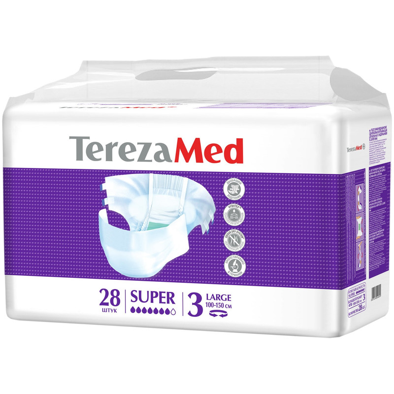 Подгузники Terezamed Super №3 одноразовые для больных с недержанием р.Large, 28шт