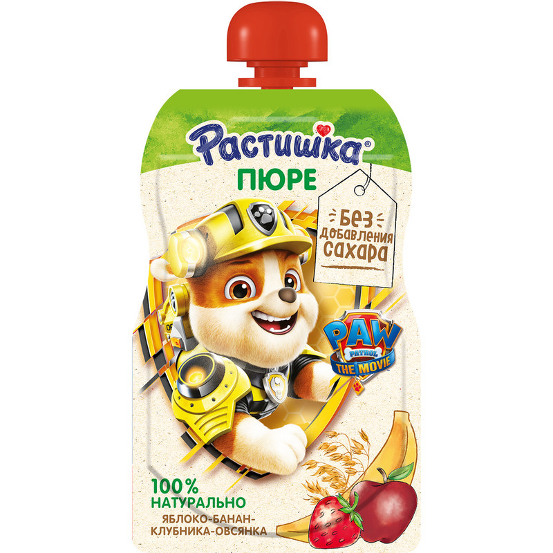 Пюре Растишка яблоко-банан-клубника-овсянка для детей, 85г