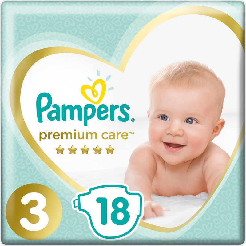 Подгузники Pampers Premium Care р.3 6-10кг, 18шт