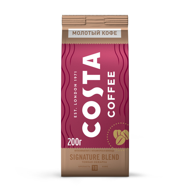 Кофе Costa Coffee Signature Blend Темная обжарка, молотый, 200г