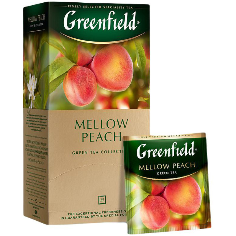 Чай Greenfield Мэллоу пич зелёный байховый с ароматом персика в пакетиках, 25х1.8г — фото 3