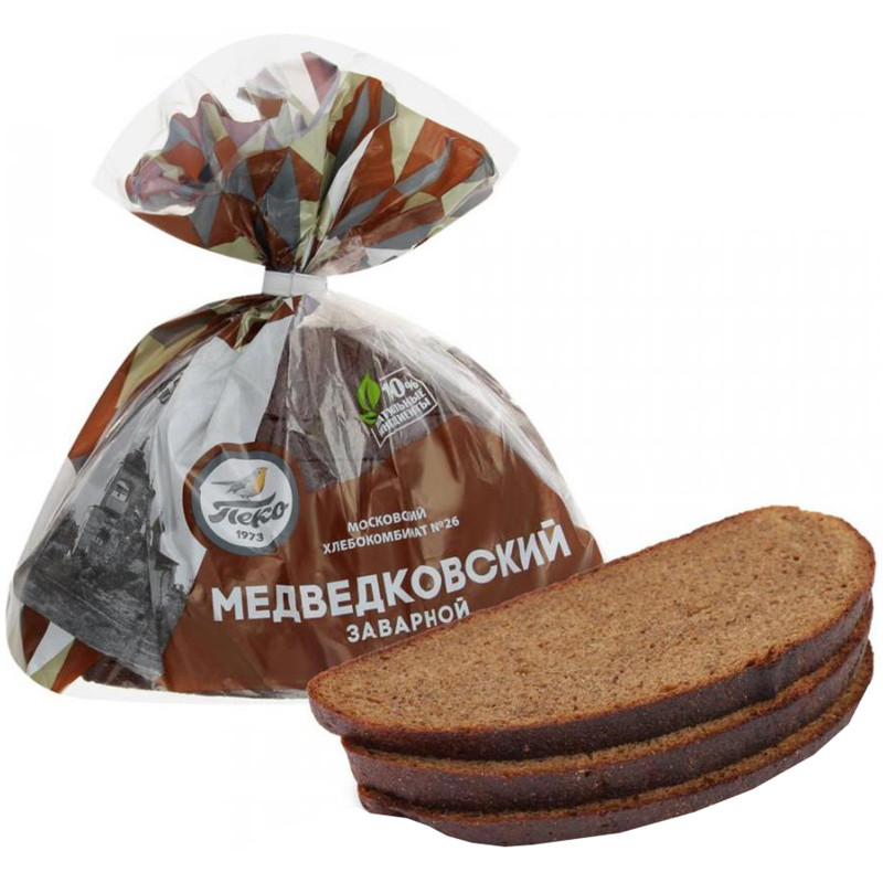 Хлеб Пеко Медведковский ржано-пшеничный заварной формовой часть изделия нарезка, 375г