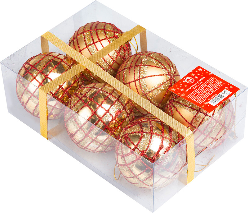 Набор ёлочных шаров Santa Club 7см в ассортименте HV7006-1451A01, 6шт — фото 2