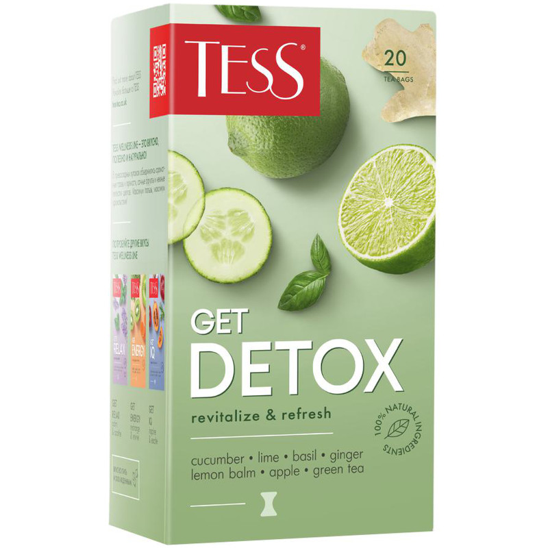 Чай Tess Гет Детокс зелёный и оолонг с ароматом лайма и свежего огурца, 20х1.5г — фото 2