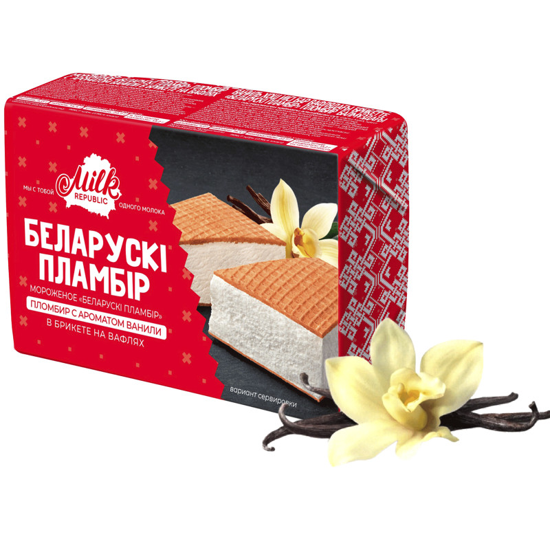 Мороженое Белорусский Пломбир ваниль брикет, 80г