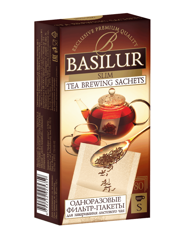 Фильтр-пакет Basilur S для заваривания листового чая одноразовый, 80х0.4г