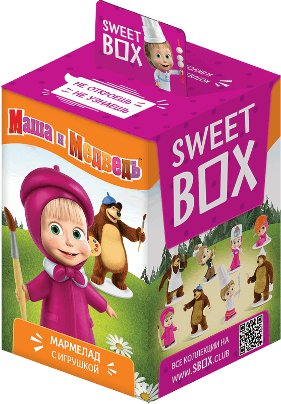 Мармелад Sweet Box Маша и Медведь жевательный с натуральным соком, 10г + игрушка