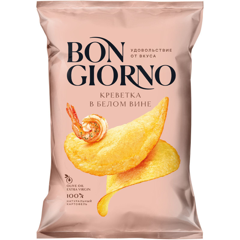 Чипсы Bon Giorno картофельные со вкусом Креветка в белом вине, 80г