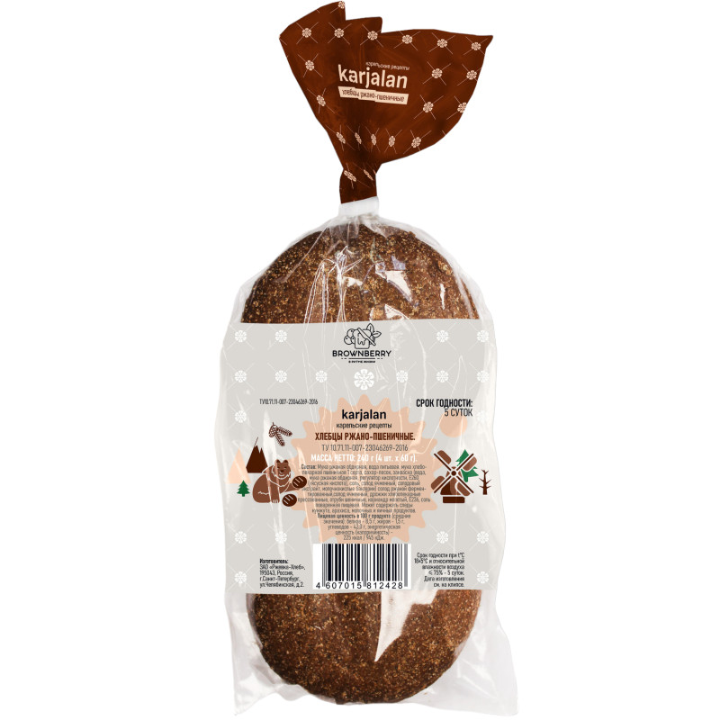 Хлебцы Ржевка-Хлеб ржано-пшеничные 4х60г, 240г — фото 1